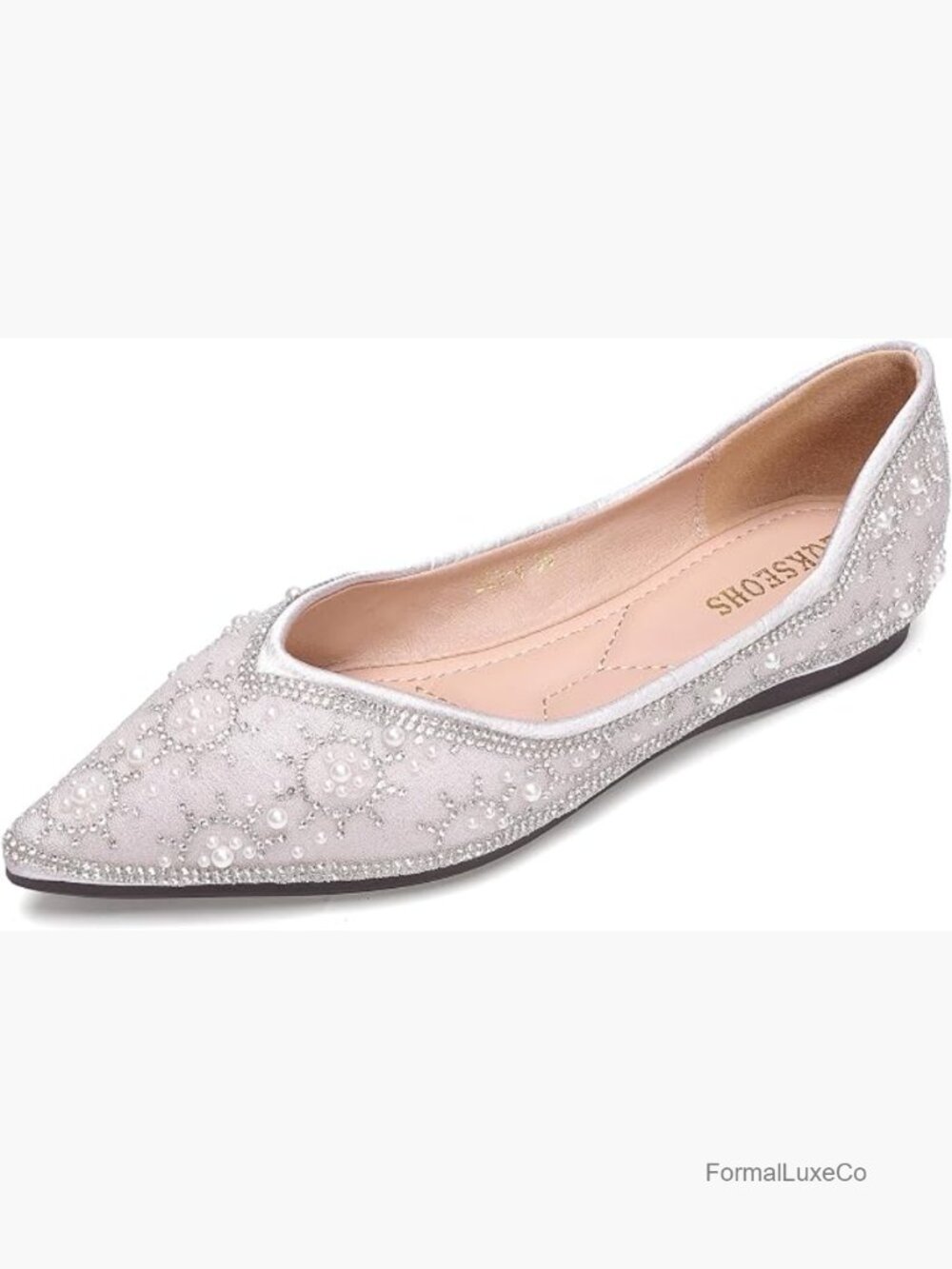 Rhinestone Pointed Toe Ballet Flats for Women Dressy Comfort